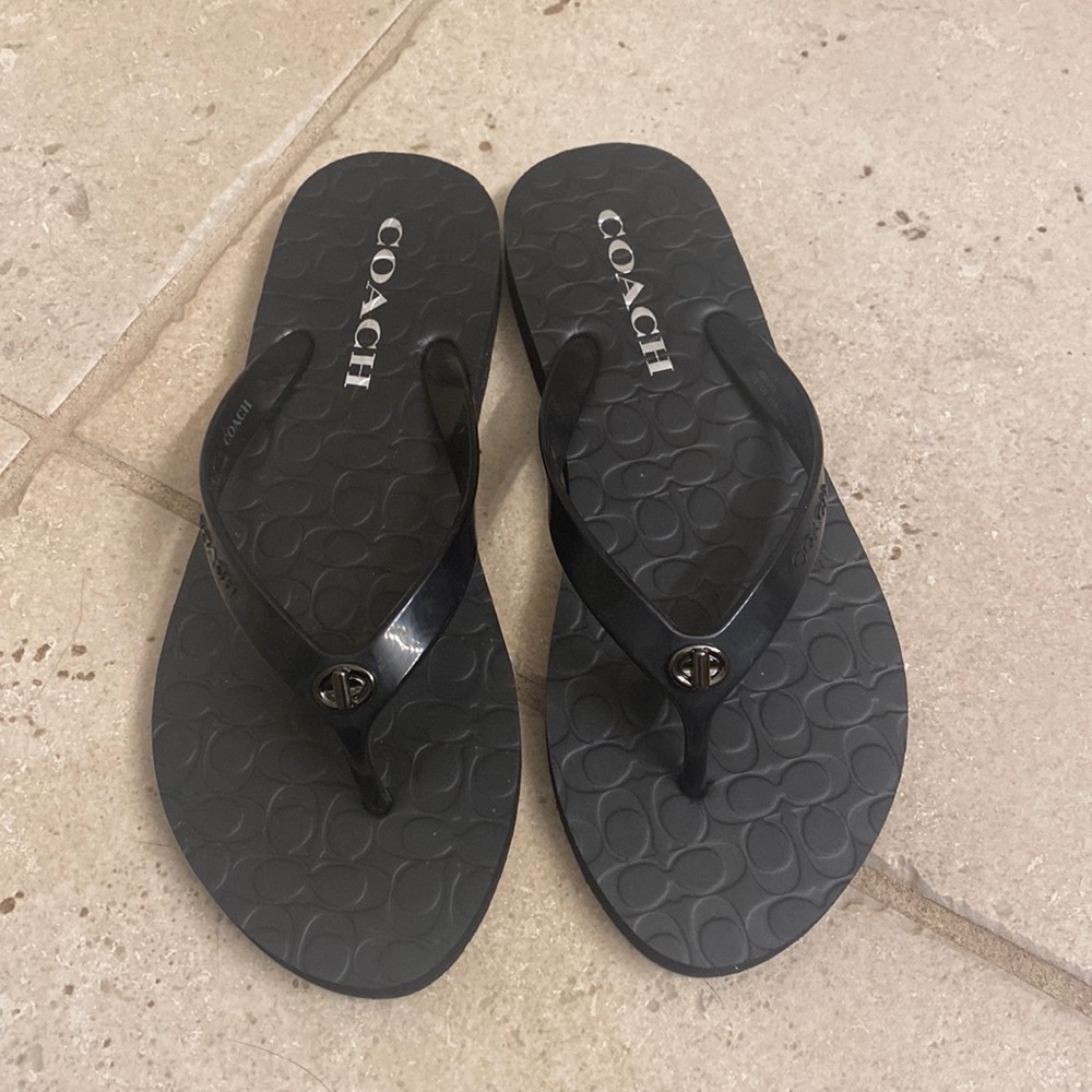 Coach Black Flip Flops